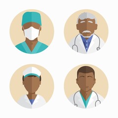 Fototapeta premium flat design. African American people icons. doctor and nurse