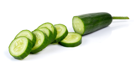 Cucumber slices isolated over white background