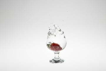 strawberry in the water splash