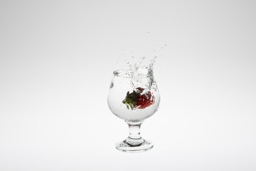 strawberry in the water splash