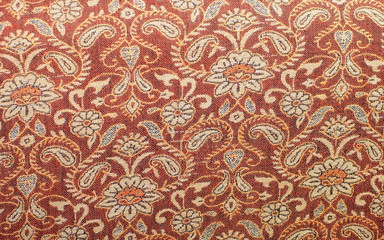 Vintage red fabrics pattern with floral design