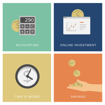 Online finance & money - set of flat design icons