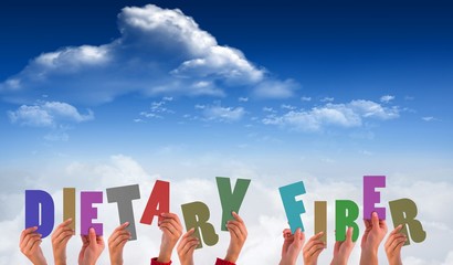 Composite image of hands holding up