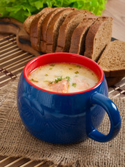 Finnish creamy soup with salmon