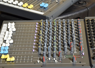 Control panel of an audio sound mixer