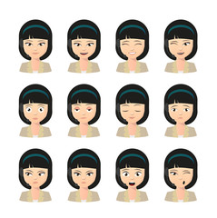 Female asian operator avatar wearing headset expression set