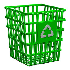 Recycling basket isolated on white background