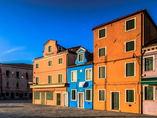 Colorful Houses of Burano in the lagoon of Venice, Italy