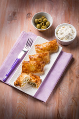 little strudel filled with ricotta and olives