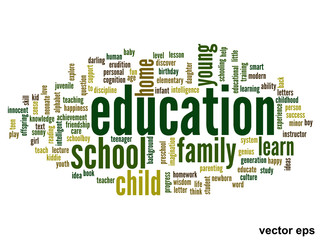 Vector conceptual education word cloud