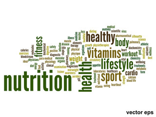 Vector conceptual nutrition health word cloud