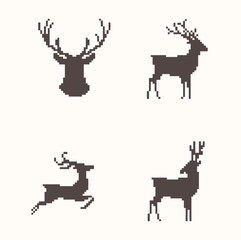 Fototapeta premium Set of silhouette images deer