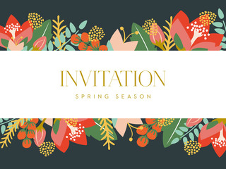 Invitation card with floral background. Vector design