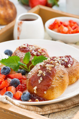 pancakes with fresh berries and cream for breakfast