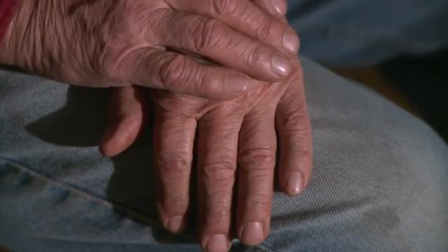 Close up of an older mans hands