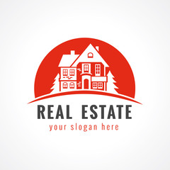 Real estate logo cottage sun