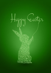 Happy Easter Green Background with Rabbit