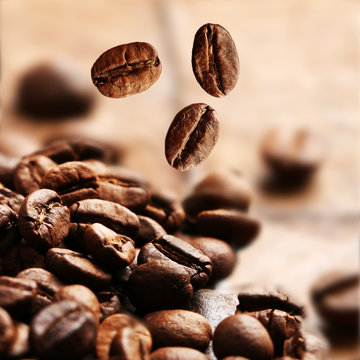 Coffee beans close up