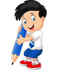 Cartoon boy with pencil