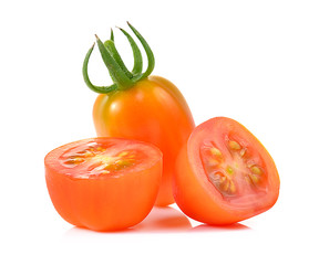 red cherry tomatoes isolated on white background