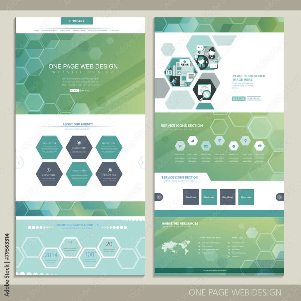Wall mural high-tech concept one page website design