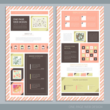 trendy pink stripe one page website design