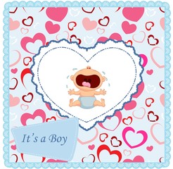 Cartoon baby boy crying card