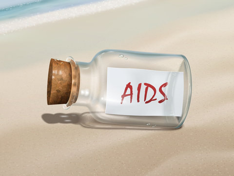 AIDS message in a bottle