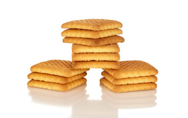 Yellow Cookie Isolated on White Background, Homemade Dessert
