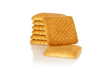 Yellow Cookie Isolated on White Background, Homemade Dessert