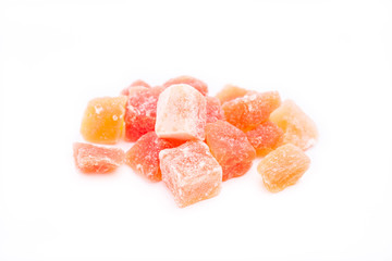 dried papaya fruit on a white background