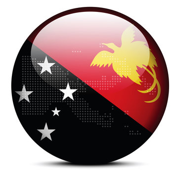 Map with Dot Pattern on flag button of Independent State Papua N