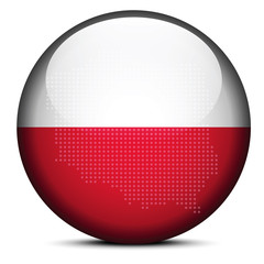 Map with Dot Pattern on flag button of Republic  Poland