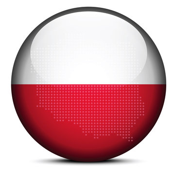 Map with Dot Pattern on flag button of Republic  Poland