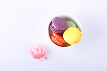 top view of tasty colorful macarons