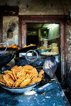 Jilebis in a dessert shop in Kathmandu