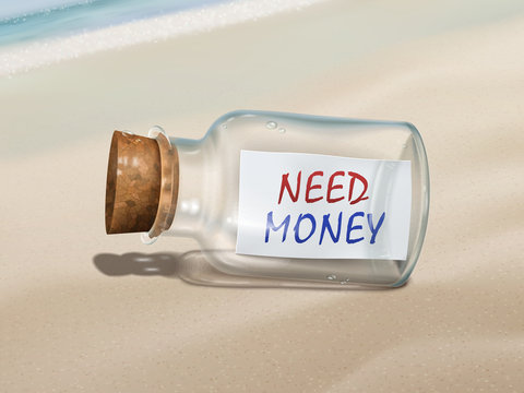 need money message in a bottle