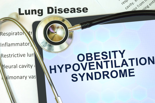 Tablet with word Obesity hypoventilation syndrome