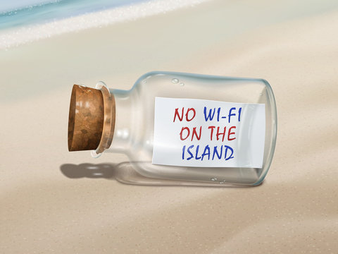 no wi-fi on the island message in a bottle