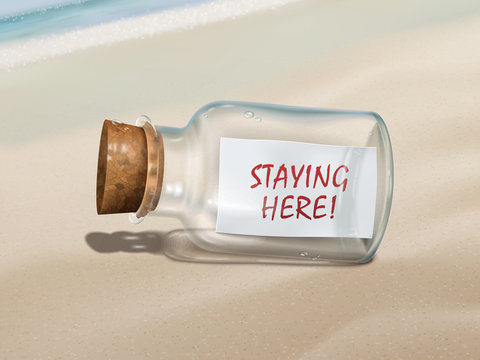 staying here message in a bottle