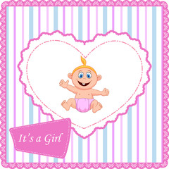 Cute cartoon baby girl card