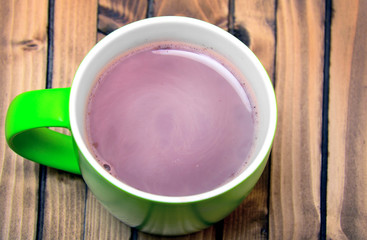 Hot chocolate on table
