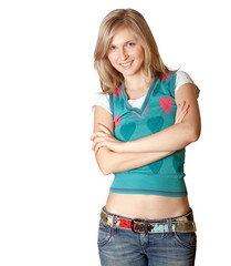Fototapeta premium young woman with folded hands