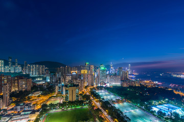 Obraz premium View of Hong Kong during sunset hours