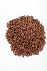 coffee beans close up isolated on white