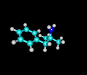 Phentermine molecule isolated on black