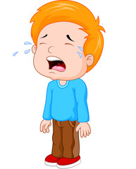 Illustration of a young boy crying