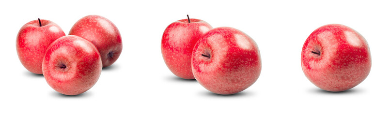 Set Collection of Fresh Red Fruit Apples isolated on white