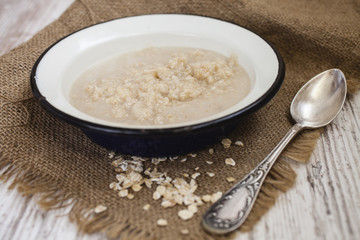 porridge in an iron plate