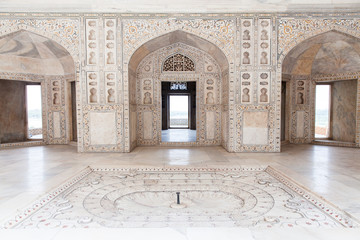 Architecture details of Agra Red Fort, India
